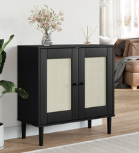 Sideboard SENJA Rattan-Optik Schwarz 80x35x80 cm Kiefernholz