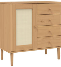 Sideboard SENJA Rattan-Optik Braun 80x40x80 cm Kiefernholz