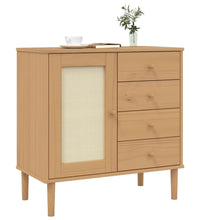 Sideboard SENJA Rattan-Optik Braun 80x40x80 cm Kiefernholz