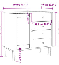 Sideboard SENJA Rattan-Optik Braun 80x40x80 cm Kiefernholz