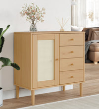 Sideboard SENJA Rattan-Optik Braun 80x40x80 cm Kiefernholz