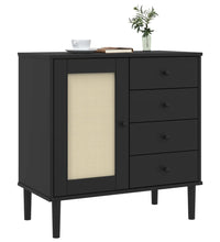 Sideboard SENJA Rattan-Optik Schwarz 80x40x80 cm Kiefernholz