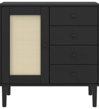 Sideboard SENJA Rattan-Optik Schwarz 80x40x80 cm Kiefernholz