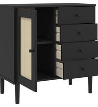 Sideboard SENJA Rattan-Optik Schwarz 80x40x80 cm Kiefernholz