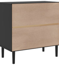 Sideboard SENJA Rattan-Optik Schwarz 80x40x80 cm Kiefernholz