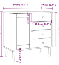 Sideboard SENJA Rattan-Optik Schwarz 80x40x80 cm Kiefernholz