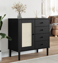 Sideboard SENJA Rattan-Optik Schwarz 80x40x80 cm Kiefernholz