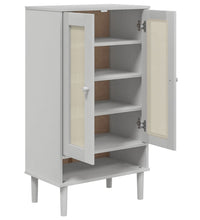 Schuhschrank SENJA Rattan-Optik Weiß 59,5x35x107cm Kiefernholz