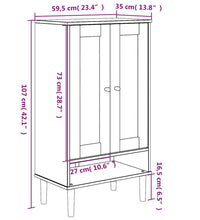 Schuhschrank SENJA Rattan-Optik Weiß 59,5x35x107cm Kiefernholz