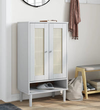 Schuhschrank SENJA Rattan-Optik Weiß 59,5x35x107cm Kiefernholz