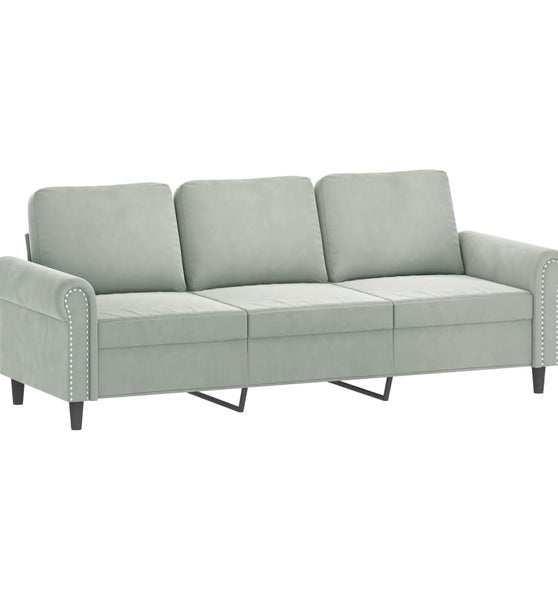 3-Sitzer-Sofa Hellgrau 180 cm Samt