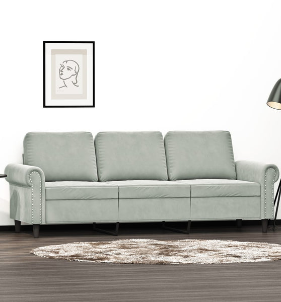 3-Sitzer-Sofa Hellgrau 180 cm Samt
