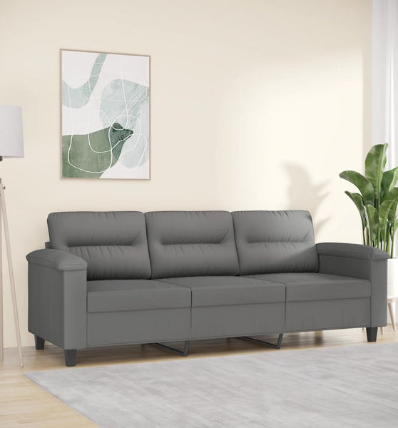 3-Sitzer-Sofa Dunkelgrau 180 cm Mikrofasergewebe