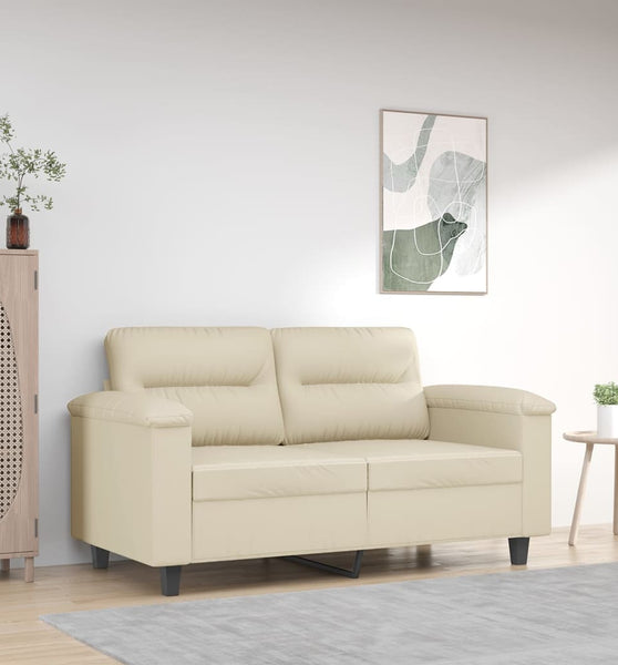 2-Sitzer-Sofa Creme 120 cm Kunstleder