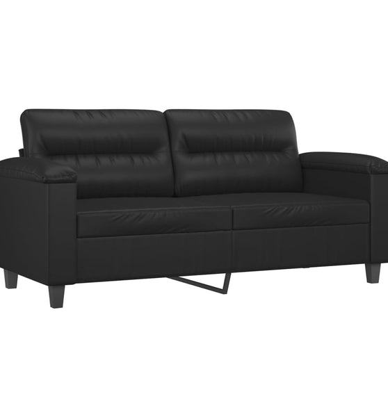 2-Sitzer-Sofa Schwarz 140 cm Kunstleder