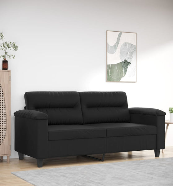 2-Sitzer-Sofa Schwarz 140 cm Kunstleder