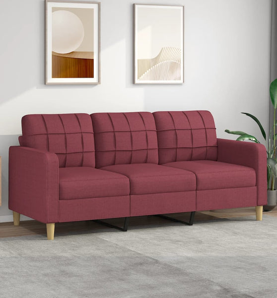3-Sitzer-Sofa Weinrot 180 cm Stoff