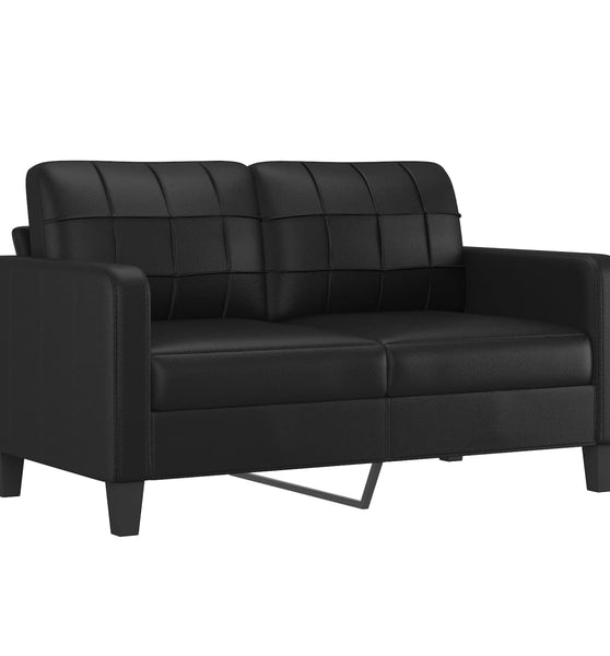 2-Sitzer-Sofa Schwarz 140 cm Kunstleder