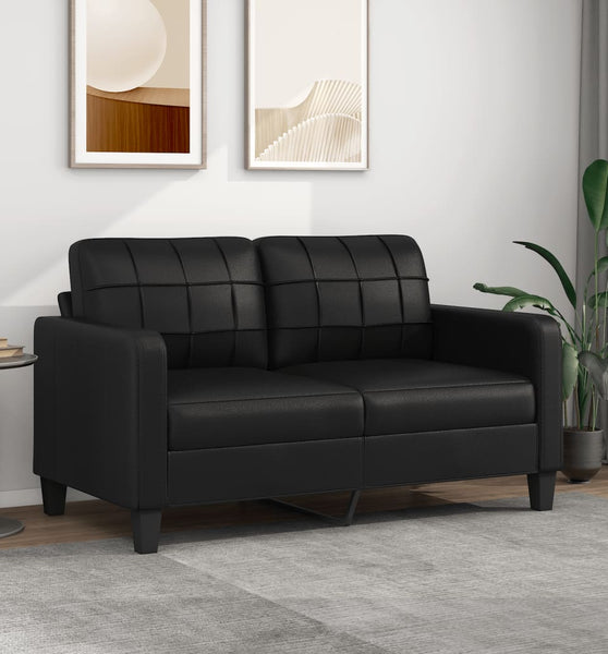 2-Sitzer-Sofa Schwarz 140 cm Kunstleder