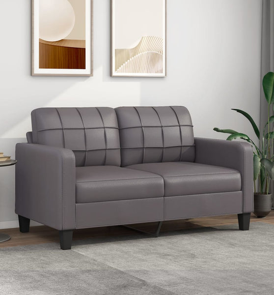 2-Sitzer-Sofa Grau 140 cm Kunstleder