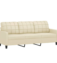3-Sitzer-Sofa Creme 180 cm Kunstleder