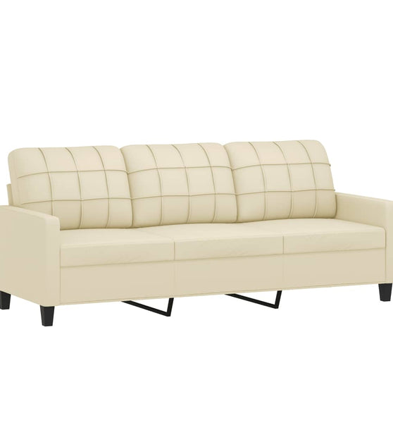 3-Sitzer-Sofa Creme 180 cm Kunstleder