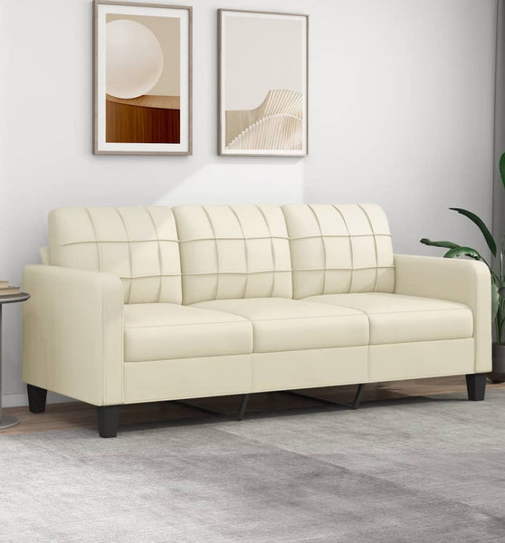 3-Sitzer-Sofa Creme 180 cm Kunstleder