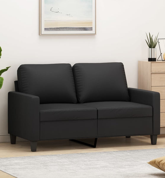2-Sitzer-Sofa Schwarz 120 cm Kunstleder