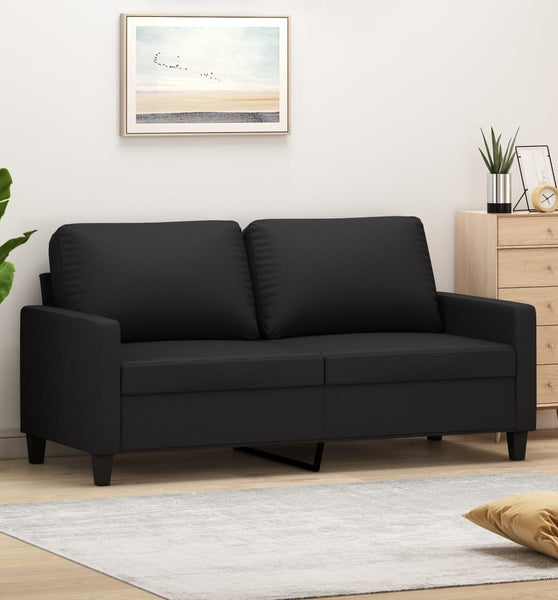 2-Sitzer-Sofa Schwarz 140 cm Kunstleder