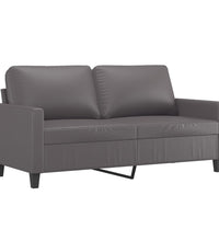 2-Sitzer-Sofa Grau 140 cm Kunstleder