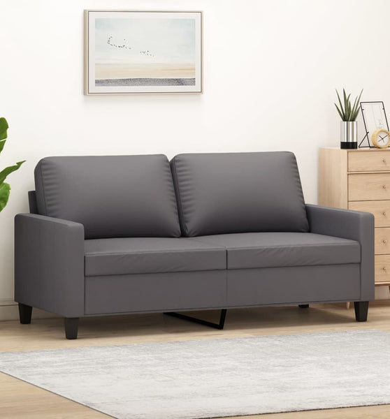2-Sitzer-Sofa Grau 140 cm Kunstleder