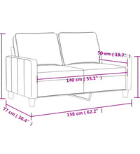 2-Sitzer-Sofa Schwarz 140 cm Stoff