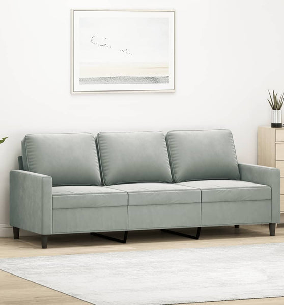 3-Sitzer-Sofa Hellgrau 180 cm Samt