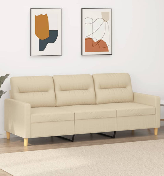 3-Sitzer-Sofa Creme 180 cm Stoff