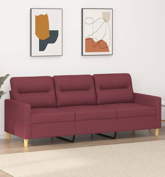 3-Sitzer-Sofa Weinrot 180 cm Stoff