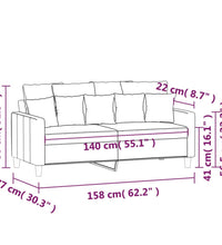 2-Sitzer-Sofa Braun 140 cm Samt