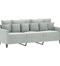 3-Sitzer-Sofa Hellgrau 180 cm Samt