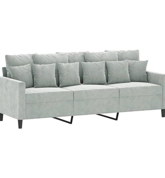 3-Sitzer-Sofa Hellgrau 180 cm Samt