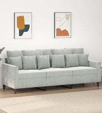 3-Sitzer-Sofa Hellgrau 180 cm Samt