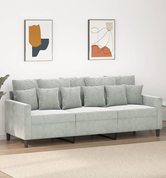 3-Sitzer-Sofa Hellgrau 180 cm Samt