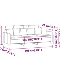 3-Sitzer-Sofa Dunkelgrau 180 cm Samt