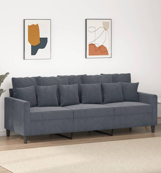 3-Sitzer-Sofa Dunkelgrau 180 cm Samt