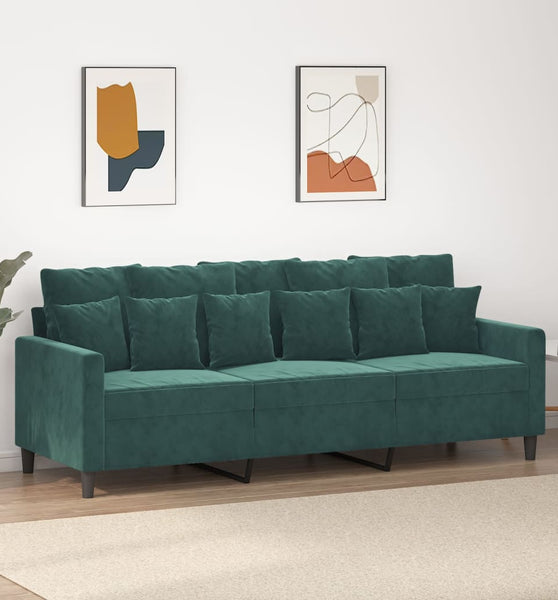 3-Sitzer-Sofa Dunkelgrün 180 cm Samt