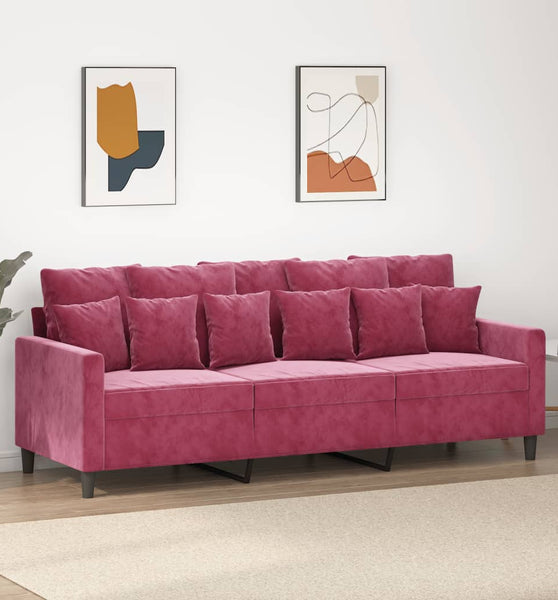 3-Sitzer-Sofa Weinrot 180 cm Samt