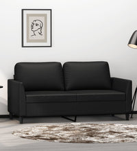 2-Sitzer-Sofa Schwarz 140 cm Kunstleder