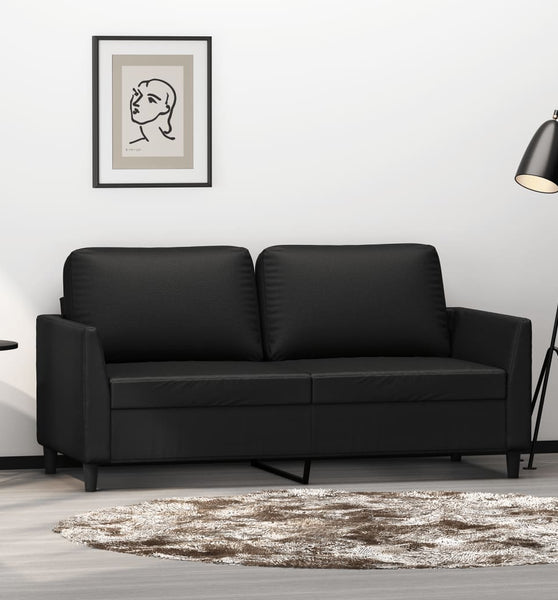 2-Sitzer-Sofa Schwarz 140 cm Kunstleder