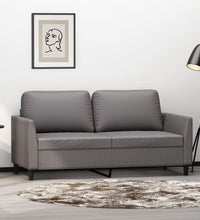 2-Sitzer-Sofa Grau 140 cm Kunstleder