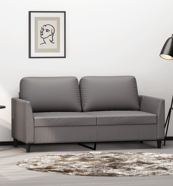 2-Sitzer-Sofa Grau 140 cm Kunstleder