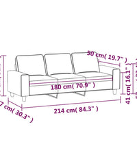 3-Sitzer-Sofa Hellgrau 180 cm Stoff