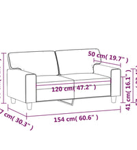 2-Sitzer-Sofa Schwarz 120 cm Kunstleder